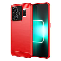 Coque Silicone Housse Etui Gel Line pour Realme GT5 5G Rouge