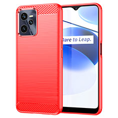 Coque Silicone Housse Etui Gel Line pour Realme Narzo 50A Prime Rouge