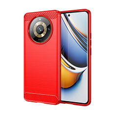 Coque Silicone Housse Etui Gel Line pour Realme Narzo 60 Pro 5G Rouge