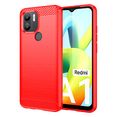 Coque Silicone Housse Etui Gel Line pour Xiaomi Poco C51 Rouge