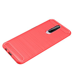 Coque Silicone Housse Etui Gel Line pour Xiaomi Poco X2 Rouge