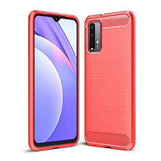 Coque Silicone Housse Etui Gel Line pour Xiaomi Redmi 9 Power Rouge