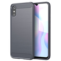 Coque Silicone Housse Etui Gel Line pour Xiaomi Redmi 9A Gris