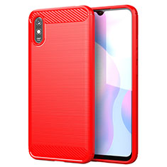 Coque Silicone Housse Etui Gel Line pour Xiaomi Redmi 9i Rouge