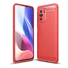 Coque Silicone Housse Etui Gel Line pour Xiaomi Redmi K40 Pro 5G Rouge