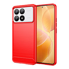 Coque Silicone Housse Etui Gel Line pour Xiaomi Redmi K70 Pro 5G Rouge