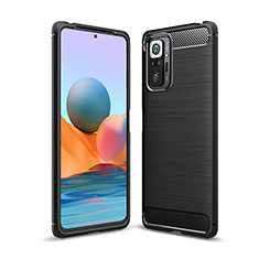 Coque Silicone Housse Etui Gel Line pour Xiaomi Redmi Note 10 Pro 4G Noir