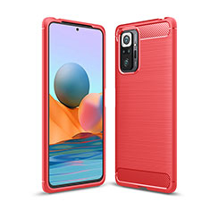 Coque Silicone Housse Etui Gel Line pour Xiaomi Redmi Note 10 Pro 4G Rouge