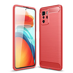 Coque Silicone Housse Etui Gel Line pour Xiaomi Redmi Note 10 Pro 5G Rouge