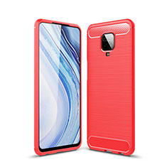 Coque Silicone Housse Etui Gel Line pour Xiaomi Redmi Note 9 Pro Rouge