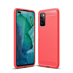 Coque Silicone Housse Etui Gel Line S01 pour Huawei Honor V30 5G Rouge