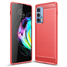 Coque Silicone Housse Etui Gel Line S01 pour Motorola Moto Edge 20 Pro 5G Rouge