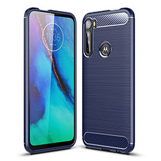 Coque Silicone Housse Etui Gel Line S01 pour Motorola Moto One Fusion Plus Bleu