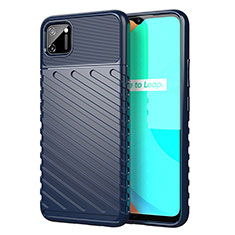 Coque Silicone Housse Etui Gel Line S01 pour Realme C11 Bleu