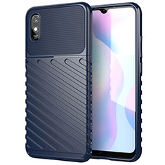 Coque Silicone Housse Etui Gel Line S01 pour Xiaomi Redmi 9A Bleu