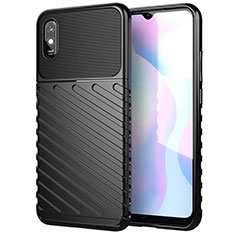 Coque Silicone Housse Etui Gel Line S01 pour Xiaomi Redmi 9A Noir