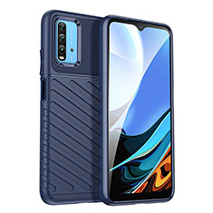 Coque Silicone Housse Etui Gel Serge MF1 pour Xiaomi Redmi Note 9 4G Bleu