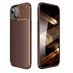 Coque Silicone Housse Etui Gel Serge pour Apple iPhone 15 Marron