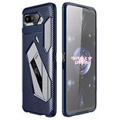 Coque Silicone Housse Etui Gel Serge pour Asus ROG Phone 5 Pro Bleu