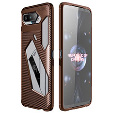 Coque Silicone Housse Etui Gel Serge pour Asus ROG Phone 5 Pro Marron