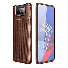 Coque Silicone Housse Etui Gel Serge pour Asus Zenfone 7 Pro ZS671KS Marron