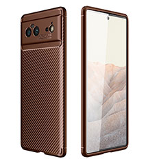 Coque Silicone Housse Etui Gel Serge pour Google Pixel 6 5G Marron