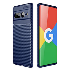 Coque Silicone Housse Etui Gel Serge pour Google Pixel 7 Pro 5G Bleu