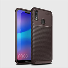 Coque Silicone Housse Etui Gel Serge pour Huawei Nova 3e Marron