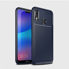 Coque Silicone Housse Etui Gel Serge pour Huawei P20 Lite Bleu