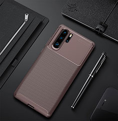 Coque Silicone Housse Etui Gel Serge pour Huawei P30 Pro Marron