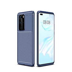 Coque Silicone Housse Etui Gel Serge pour Huawei P40 Pro Bleu