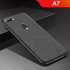 Coque Silicone Housse Etui Gel Serge pour Oppo A7 Noir