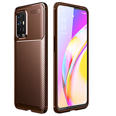 Coque Silicone Housse Etui Gel Serge pour Oppo F19 Pro+ Plus 5G Marron