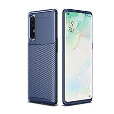 Coque Silicone Housse Etui Gel Serge pour Oppo Reno3 Pro Bleu