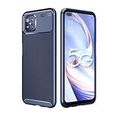 Coque Silicone Housse Etui Gel Serge pour Oppo Reno4 Z 5G Bleu