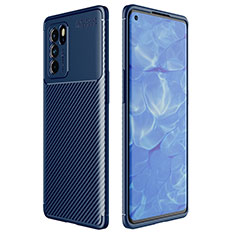 Coque Silicone Housse Etui Gel Serge pour Oppo Reno6 Pro 5G India Bleu