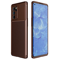 Coque Silicone Housse Etui Gel Serge pour Oppo Reno6 Pro 5G India Marron