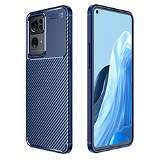 Coque Silicone Housse Etui Gel Serge pour Oppo Reno7 Pro 5G Bleu