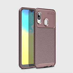 Coque Silicone Housse Etui Gel Serge pour Samsung Galaxy A20e Marron