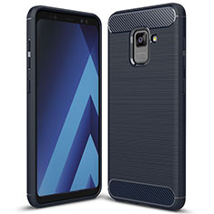 Coque Silicone Housse Etui Gel Serge pour Samsung Galaxy A5 (2018) A530F Bleu