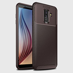 Coque Silicone Housse Etui Gel Serge pour Samsung Galaxy A6 Plus (2018) Marron