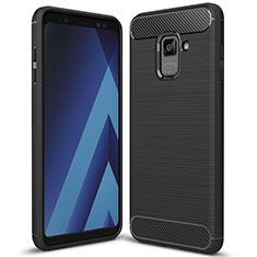 Coque Silicone Housse Etui Gel Serge pour Samsung Galaxy A8+ A8 Plus (2018) Duos A730F Noir