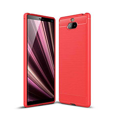Coque Silicone Housse Etui Gel Serge pour Sony Xperia 10 Rouge