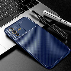 Coque Silicone Housse Etui Gel Serge pour Vivo V23 5G Bleu