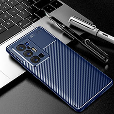 Coque Silicone Housse Etui Gel Serge pour Vivo X70 Pro+ Plus 5G Bleu