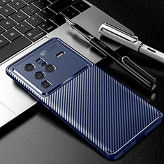 Coque Silicone Housse Etui Gel Serge pour Vivo X80 Pro 5G Bleu