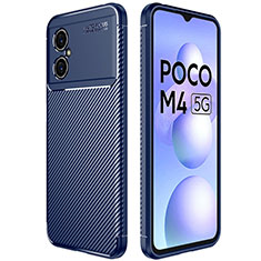 Coque Silicone Housse Etui Gel Serge pour Xiaomi Poco M4 5G Bleu