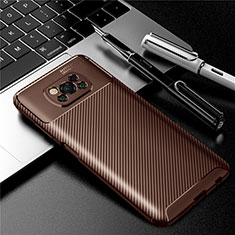 Coque Silicone Housse Etui Gel Serge pour Xiaomi Poco X3 Marron