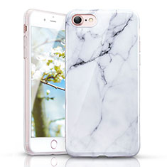 Coque Silicone Motif de Marbre Souple Couleur Unie pour Apple iPhone 7 Blanc