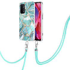 Coque Silicone Motif Fantaisie Souple Couleur Unie Etui Housse avec Laniere Strap Y01B pour Oppo A74 5G Pastel Vert